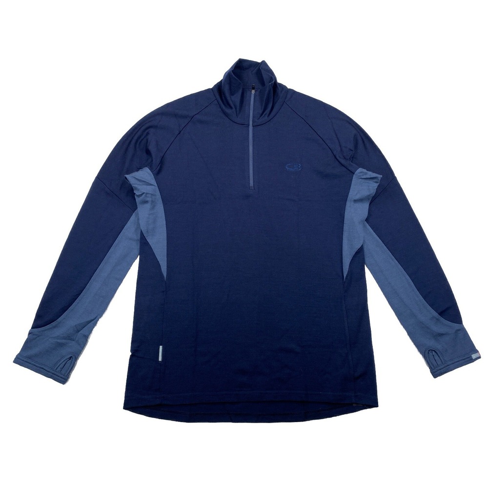 Icebreaker Men's Large Slim Fit Bodyfit 260 Navy‎ Blue 1/4 Zip Merino Brand New